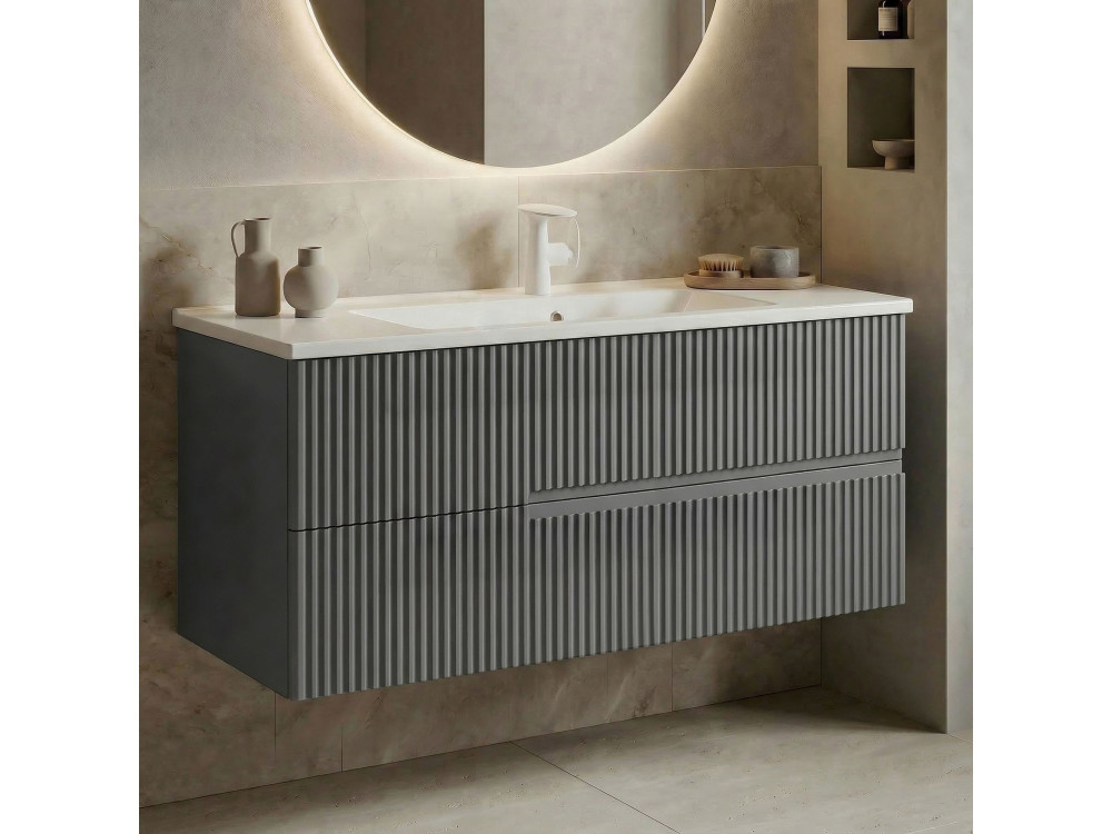 Móvel para lavatório «Moonlight 120» - 121 x 51 x 51 cm - Cinza mate
