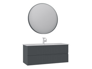 Conjunto de móvel de lavatório com espelho (2 peças) «Moonlight 120 v2» - 121 x 51 x 51 cm - Antracite mate