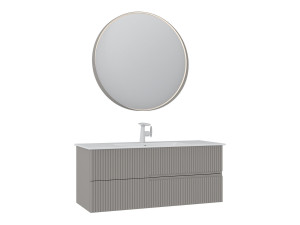 Conjunto de móvel de lavatório com espelho (2 peças) «Moonlight 120 v2» - 121 x 51 x 51 cm - Matte Mink