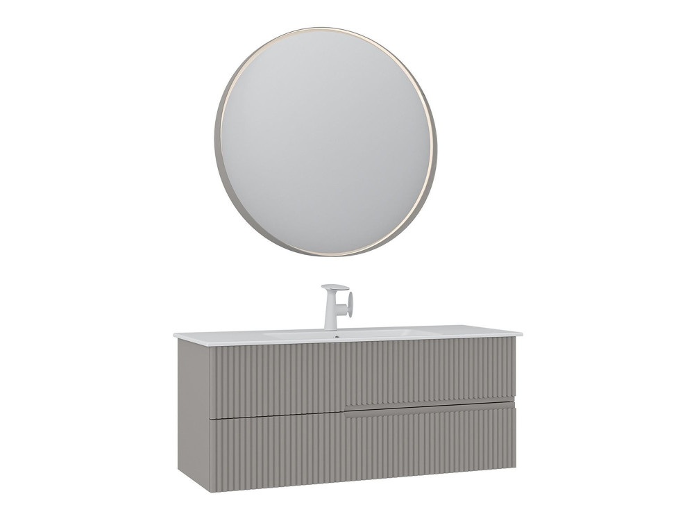 Conjunto de móvel de lavatório com espelho (2 peças) «Moonlight 120 v2» - 121 x 51 x 51 cm - Matte Mink