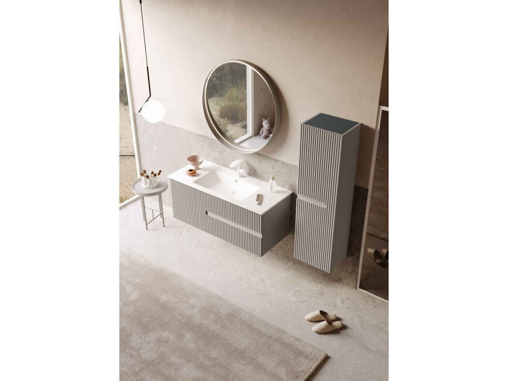 Conjunto de móvel de lavatório com espelho (2 peças) «Moonlight 120 v2» - 121 x 51 x 51 cm - Matte Mink