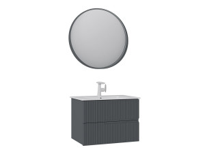 Conjunto de móvel de lavatório com espelho (2 peças) «Moonlight 70 v2» - 71 x 51 x 51 cm - Antracite mate