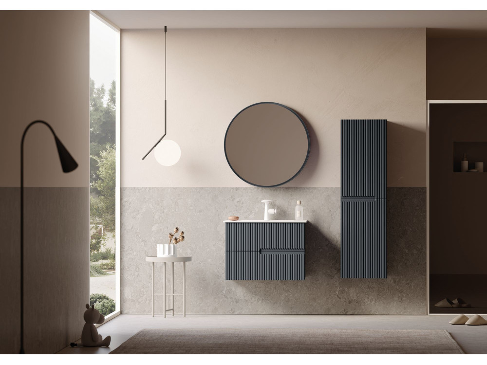 Conjunto de móvel de lavatório com espelho (2 peças) «Moonlight 70 v2» - 71 x 51 x 51 cm - Antracite mate