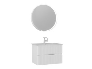 Conjunto de móvel de lavatório com espelho (2 peças) «Moonlight 70 v2» - 71 x 51 x 51 cm - Branco mate