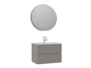 Conjunto de móvel de lavatório com espelho (2 peças) «Moonlight 70 v2» - 71 x 51 x 51 cm - Matte Mink