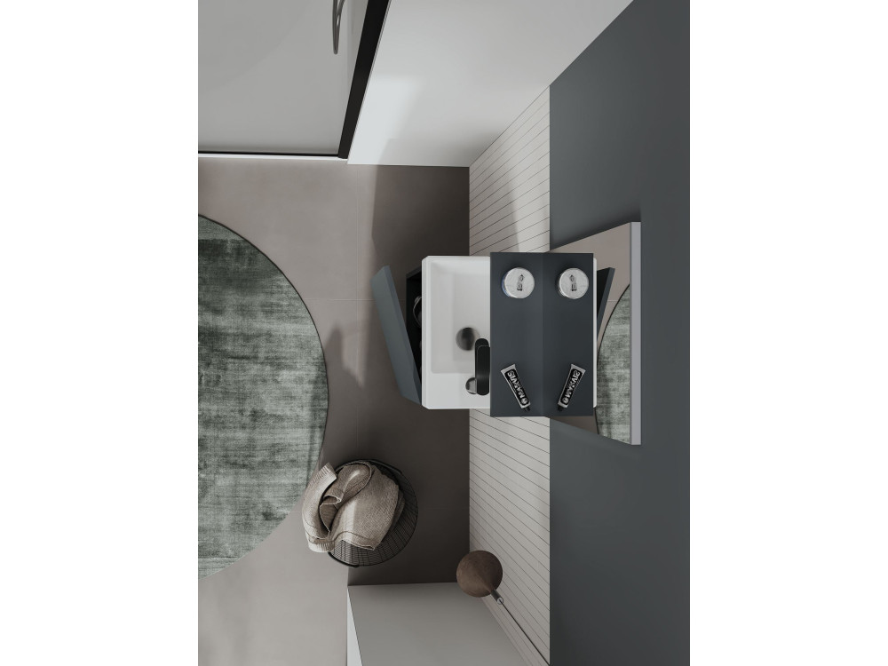 Conjunto de móvel de lavatório com espelho (2 peças) «Conza 45» - 45 x 26 x 75 cm - Antracite mate