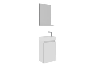 Conjunto de móvel com lavatório e espelho (2 peças) «Conza 45» - 45 x 26 x 75 cm - Branco