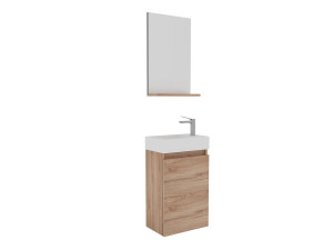 Conjunto de móvel de lavatório com espelho (2 peças) «Conza 45» - 45 x 26 x 75 cm - Carvalho