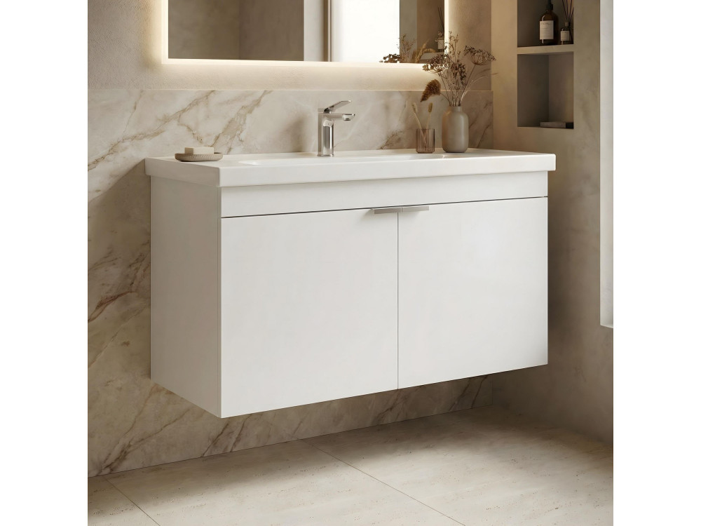 Móvel para lavatório «Desna 100» - 100 x 45 x 58 cm - Branco mate