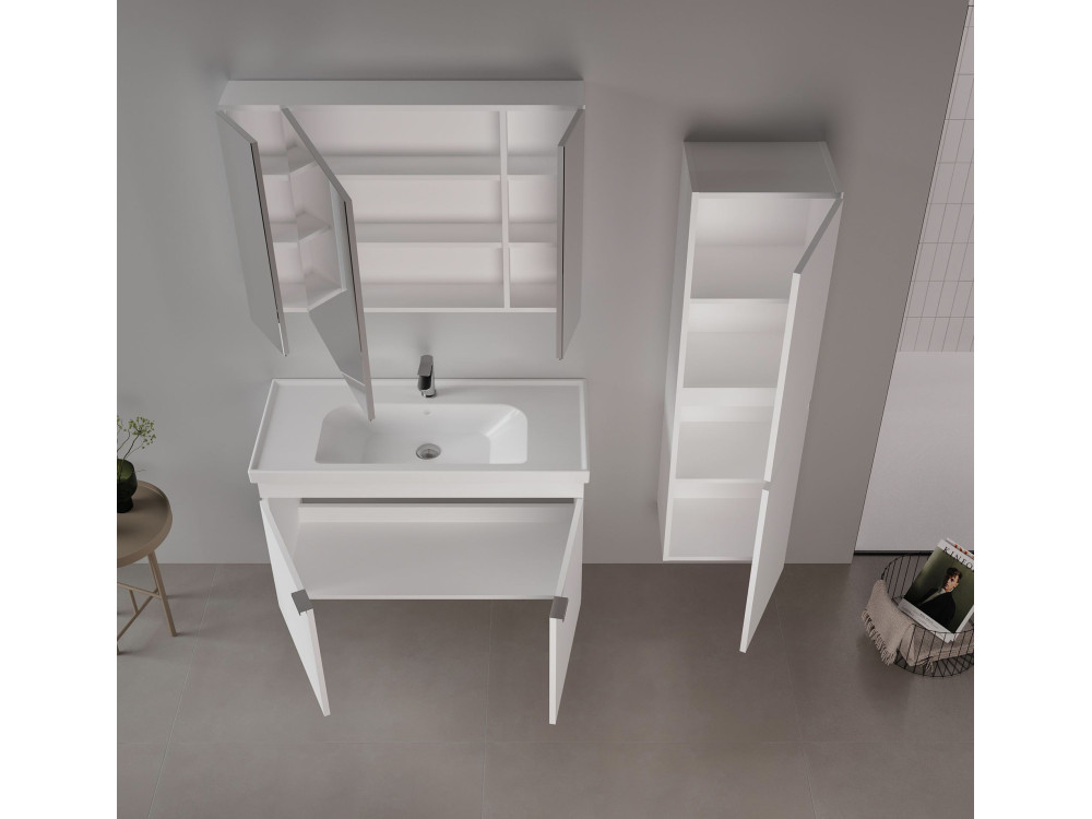 Móvel para lavatório «Desna 100» - 100 x 45 x 58 cm - Branco mate
