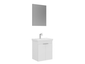 Conjunto de móvel com lavatório e espelho (2 peças) «Desna 50» - 50 x 38 x 58 cm - Branco mate