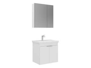 Conjunto de móvel com lavatório e espelho (2 peças) «Desna 60» - 60 x 45 x 58 cm - Branco mate