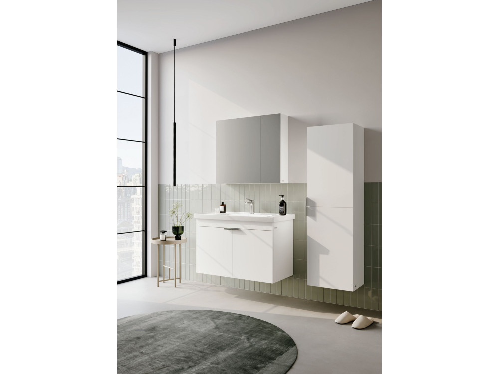 Conjunto de móvel com lavatório e espelho (2 peças) «Desna 80» - 80 x 45 x 58 cm - Branco mate