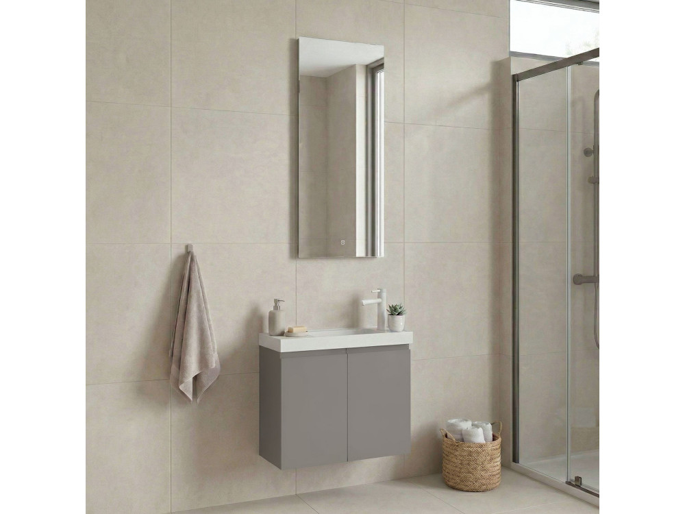 Conjunto de móvel com lavatório e espelho (2 peças) «Ferla 60» - 60 x 22 x 50 cm - Matte Mink