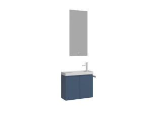Conjunto de móvel com lavatório e espelho (2 peças) «Ferla 60» - 60 x 22 x 50 cm - Azul mate