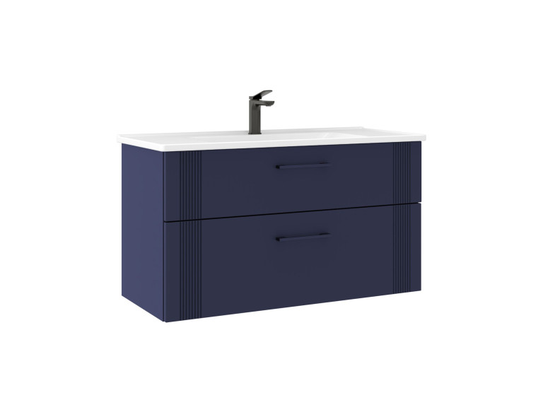 Móvel para lavatório «Bari 100 v2» - 100 x 45 x 55 cm - Azul-marinho mate
