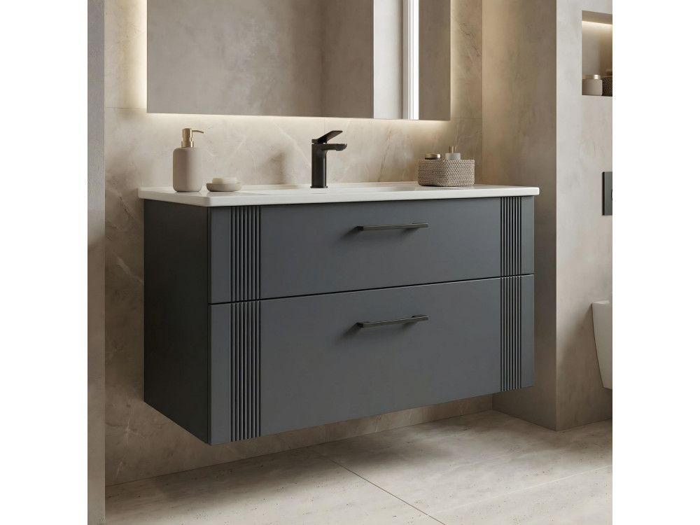 Móvel para lavatório «Bari 100 v2» - 100 x 45 x 55 cm - Antracite mate