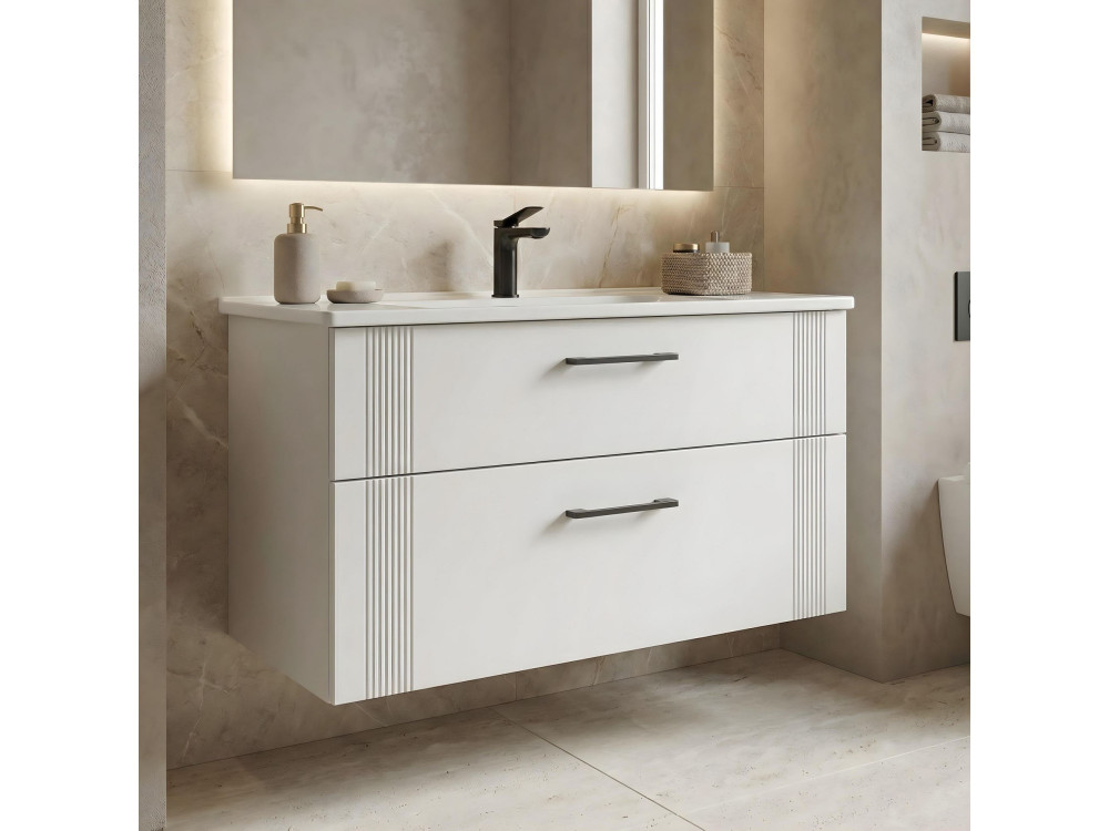 Móvel para lavatório «Bari 100 v2» - 100 x 45 x 55 cm - Branco mate