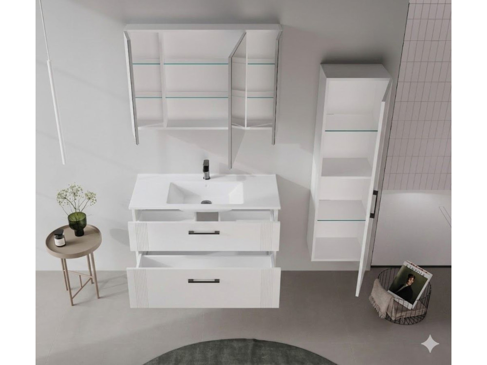 Móvel para lavatório «Bari 100 v2» - 100 x 45 x 55 cm - Branco mate