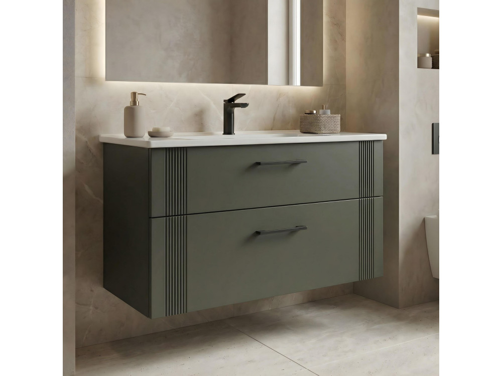 Móvel para lavatório «Bari 100 v2» - 100 x 45 x 55 cm - Verde mate