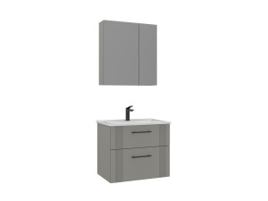 Conjunto de móvel com lavatório e espelho (2 peças) «Bari 65 v2» - 65 x 45 x 55 cm - Cashmere mate