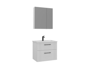 Conjunto de móvel com lavatório e espelho (2 peças) «Bari 65 v2» - 65 x 45 x 55 cm - Branco mate