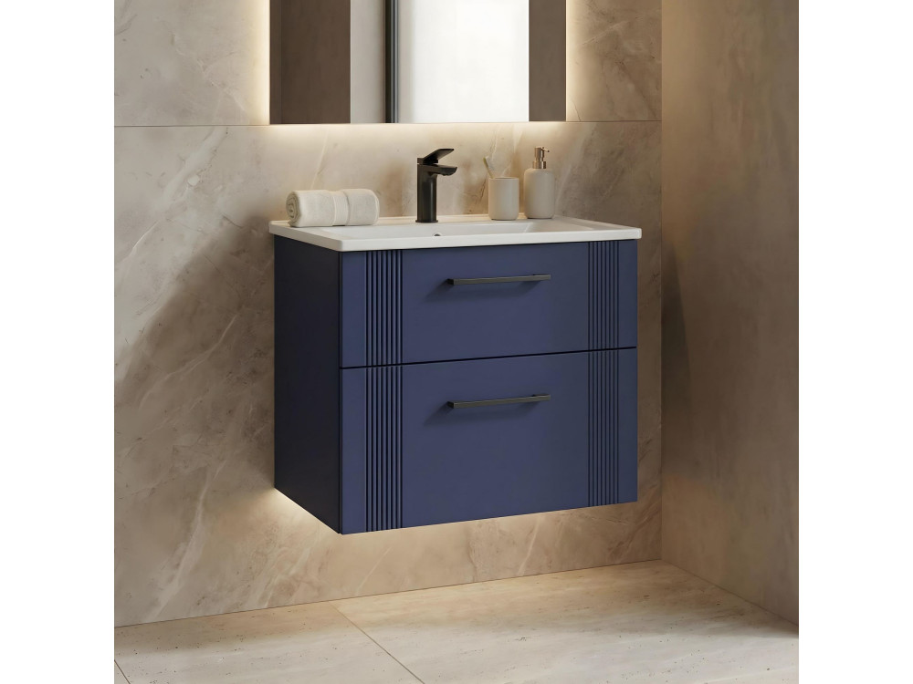 Móvel para lavatório «Bari 65 v2» - 65 x 45 x 55 cm - Azul-marinho mate