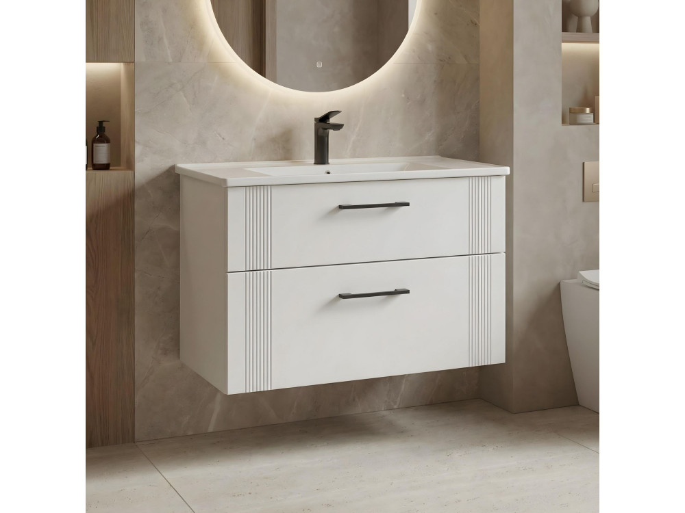 Móvel para lavatório «Bari 85 v2» - 85 x 45 x 55 cm - Branco mate