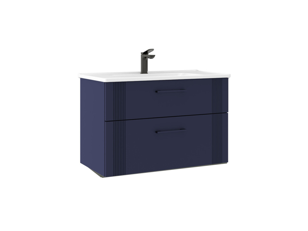 Móvel para lavatório «Bari 85 v2» - 85 x 45 x 55 cm - Azul-marinho mate