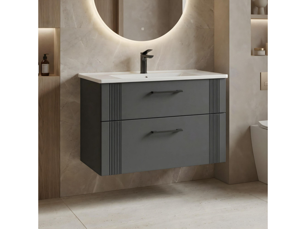 Móvel para lavatório «Bari 85 v2» - 85 x 45 x 55 cm - Antracite mate