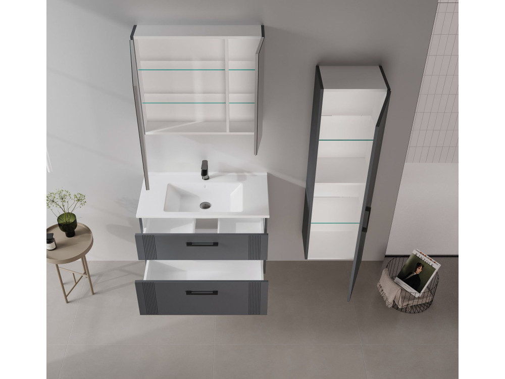 Móvel para lavatório «Bari 85 v2» - 85 x 45 x 55 cm - Antracite mate