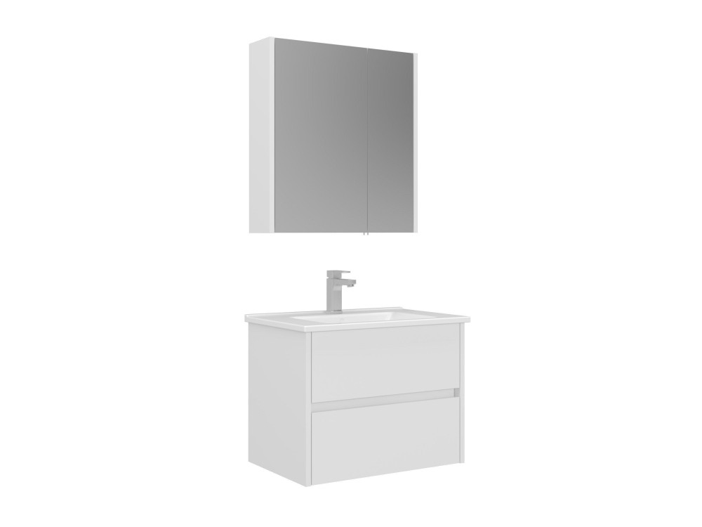 Conjunto de móvel com lavatório e espelho (2 peças) «Arno 65» - 65 x 45 x 52 cm - Branco
