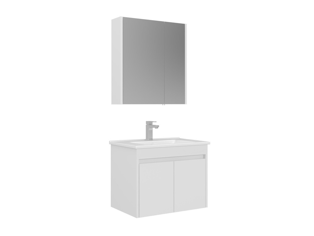 Conjunto de móvel com lavatório e espelho (2 peças) «Arno 65» - 65 x 45 x 52 cm - Branco