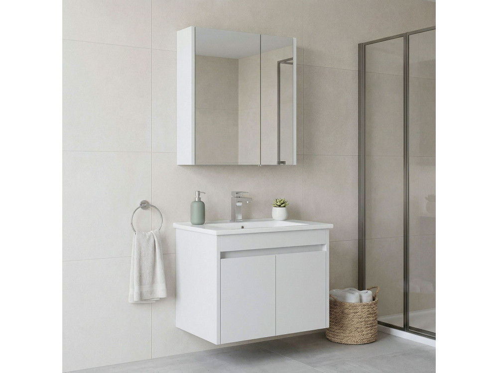 Conjunto de móvel com lavatório e espelho (2 peças) «Arno 65» - 65 x 45 x 52 cm - Branco
