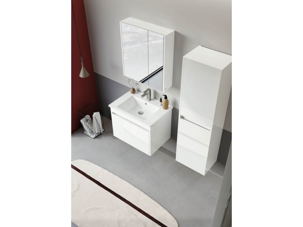 Conjunto de móvel com lavatório e espelho (2 peças) «Arno 65» - 65 x 45 x 52 cm - Branco