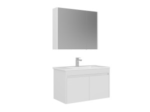 Conjunto de móvel com lavatório e espelho (2 peças) «Arno 85» - 85 x 45 x 52 cm - Branco