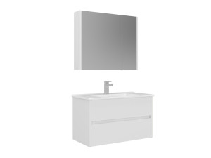 Conjunto de móvel com lavatório e espelho (2 peças) «Arno 85» - 85 x 45 x 52 cm - Branco