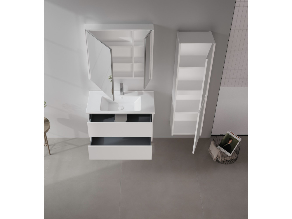 Conjunto de móvel com lavatório e espelho (2 peças) «Arno 85» - 85 x 45 x 52 cm - Branco