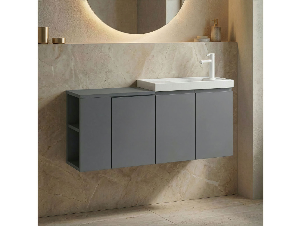 Móvel para lavatório «Ferla 110» - 110 x 22 x 45 cm - Cinza mate