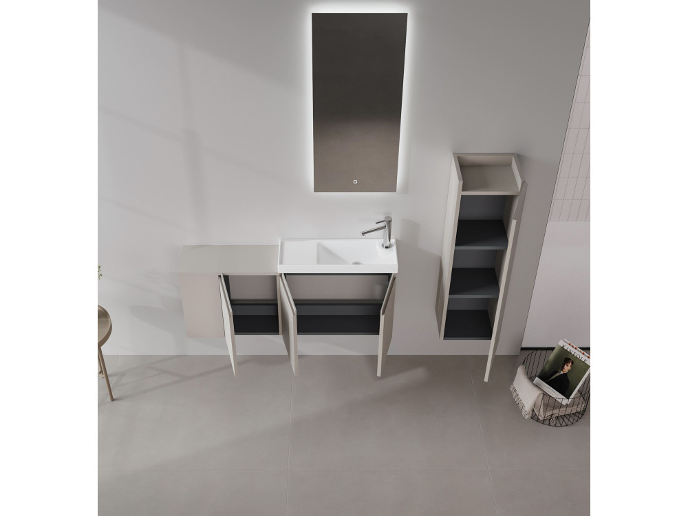 Conjunto de móvel de lavatório com espelho (2 peças) «Ferla 110» - 110 x 22 x 45 cm - Matte Mink