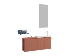 Conjunto de móvel de lavatório com espelho (2 peças) «Ferla 110» - 110 x 22 x 45 cm - Canela mate