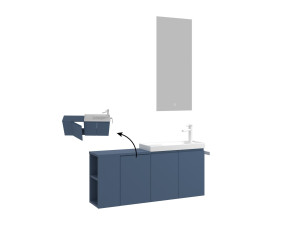 Conjunto de móvel com lavatório e espelho (2 peças) «Ferla 110» - 110 x 22 x 45 cm - Azul mate