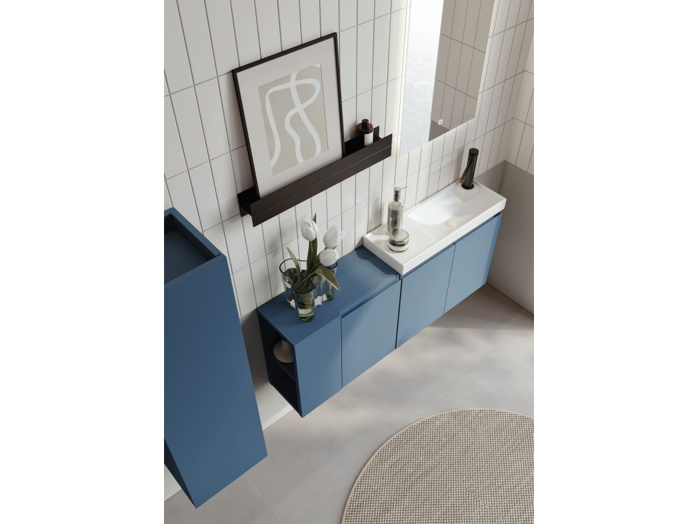 Conjunto de móvel com lavatório e espelho (2 peças) «Ferla 110» - 110 x 22 x 45 cm - Azul mate