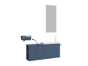 Conjunto de móvel de lavatório com espelho (2 peças) «Ferla 110» - 40 x 22 x 45 cm - Azul mate