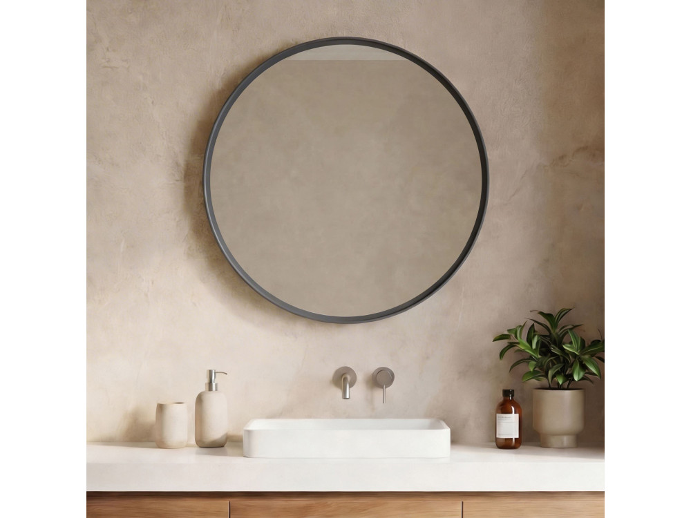 Espelho decorativo em madeira «Moonlight 90 v2» - 90 x 7 x 90 cm - Antracite mate