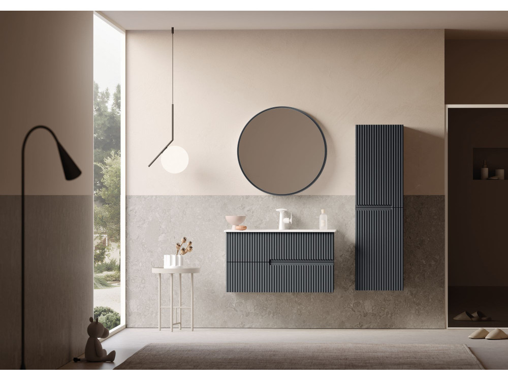Espelho decorativo em madeira «Moonlight 90 v2» - 90 x 7 x 90 cm - Antracite mate