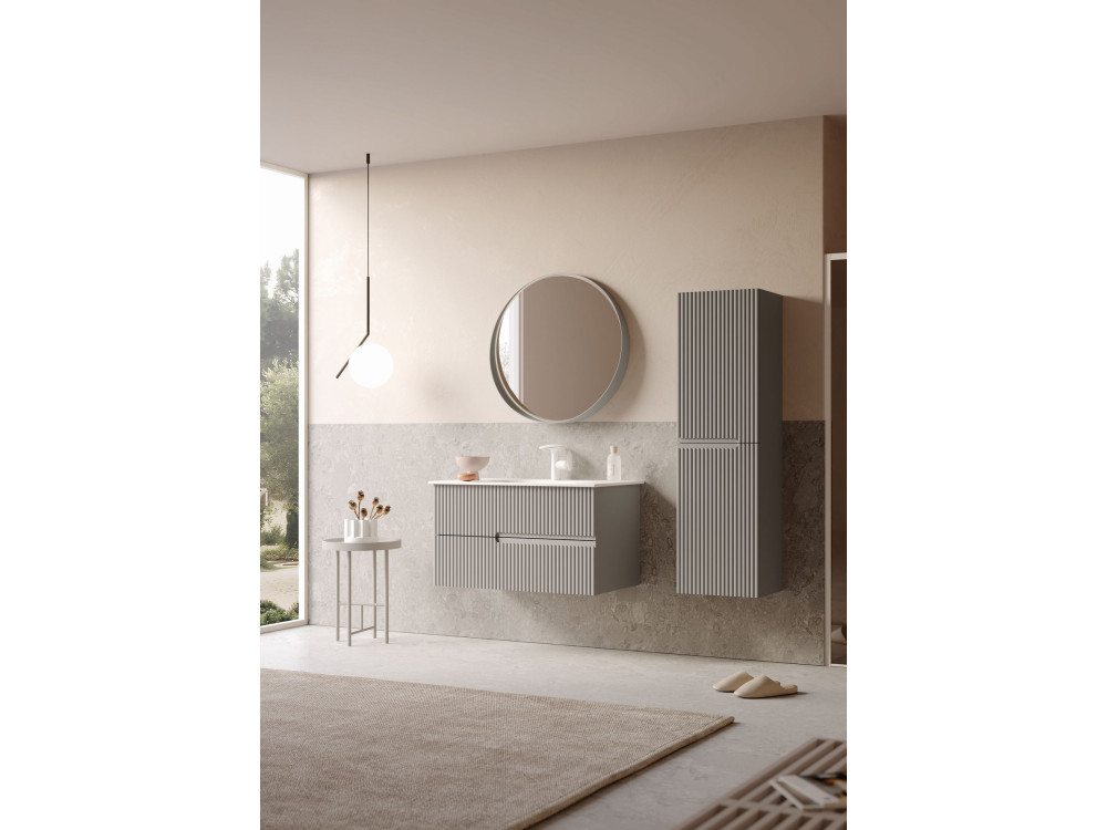 Espelho decorativo em madeira «Moonlight 90 v2» - 90 x 7 x 90 cm - Matte Mink