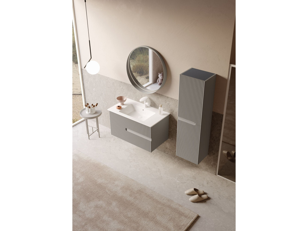 Espelho decorativo em madeira «Moonlight 90 v2» - 90 x 7 x 90 cm - Matte Mink