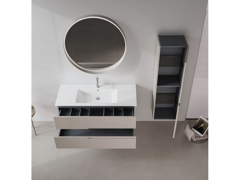 Espelho decorativo em madeira «Moonlight 90 v2» - 90 x 7 x 90 cm - Matte Mink