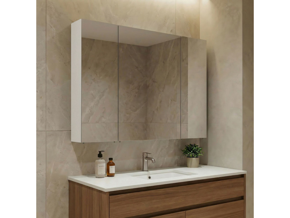 Móvel de casa de banho com espelho «Nuvola 100 v2» - 97 x 16 x 66 cm - Branco